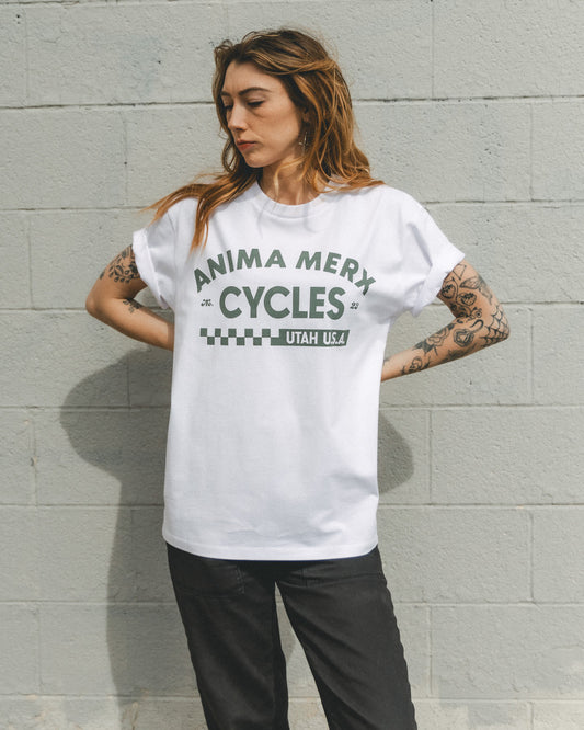 ANIMA MERX CYCLES GRAPHIC TEE: WHITE