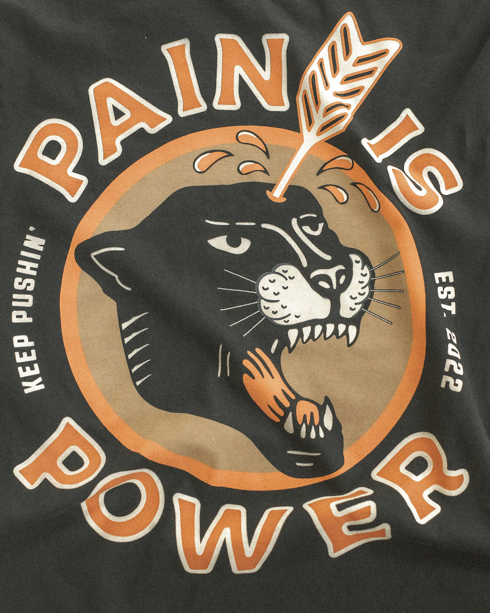 PAIN IS POWER GRAPHIC TEE: BLACK